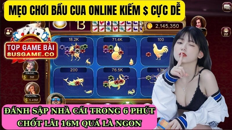 Mẹo chơi Bầu cua online tại 8us hữu ích